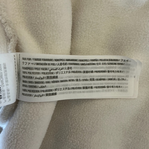 Abercrombie & Fitch White Sherpa Fleece Zip Up Hoodie Jacket Size Large - Picture 9 of 9